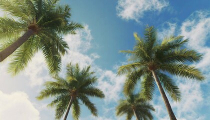 Fototapeta na wymiar tropical palm trees and blue sky