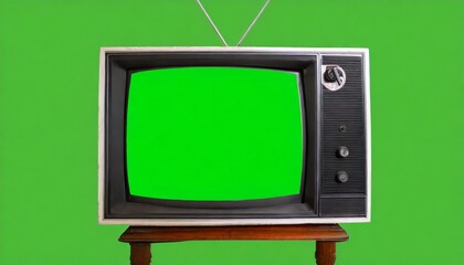the old tv on the isolated old green screen tv for adding new images to the screen