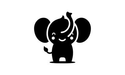 cute cartoonish elephant minimal logo icon , cute elephant silhouette or vector illustration