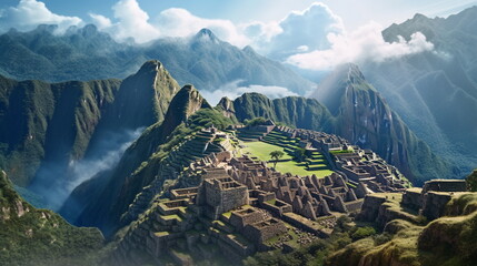 Machu Pichu - an ancient city in South America - obrazy, fototapety, plakaty