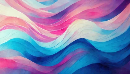 Foto op Aluminium hand drawn abstract dynamic colorful waves pattern collage contemporary print with creative waves pattern with blue and pink colors abstraction texture artistic vertical template for design © Marcelo
