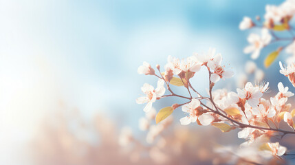 A fresh spring blue sunny sky background with blurrey