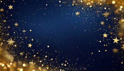 Fototapeta na wymiar abstract navy background and gold shine stars new year christmas background with gold stars and sparkling christmas golden light shine particles bokeh on navy background gold foil texture ai