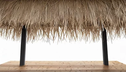 Foto op Plexiglas thatching straw roof from dry grass isolated on white background of the bar on the beach during the holiday season png file © Paris