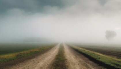 dirt road and thick fog