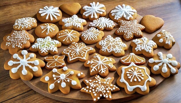 festive gingerbread cookies adorned with icing 