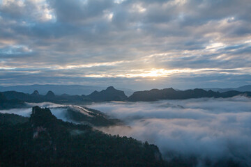 beautiful mountain mist sky scenery