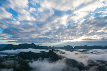 beautiful mountain mist sky scenery