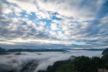 beautiful mountain mist sky scenery