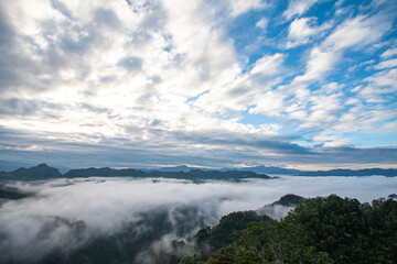 beautiful mountain mist sky scenery