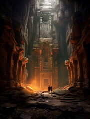 ruin of an ancient temple in a cave - obrazy, fototapety, plakaty