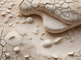 white cosmetic clay, cracked, pockmarked, dried clay texture