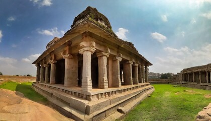 Fototapeta na wymiar architecture of ancient ruines of temple in hampi