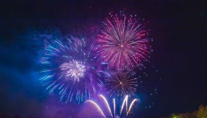 colorful festive fireworks in the night sky