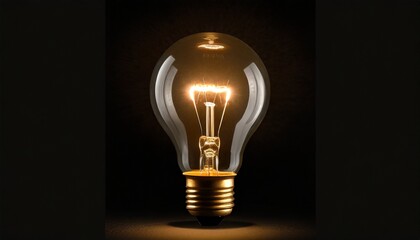 tungsten light bulb lit on black background