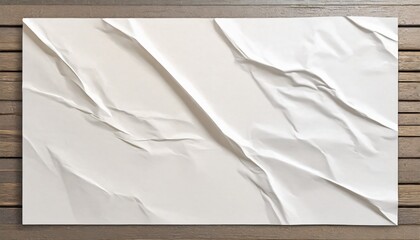 white paper wrinkled poster template blank glued creased paper sheet mockup - obrazy, fototapety, plakaty