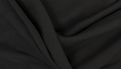black cloth fabric in soft folds top view - obrazy, fototapety, plakaty