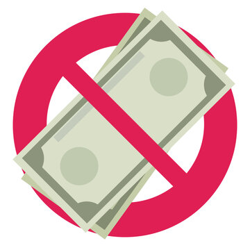 Prohibition of cash payment in dollars (flat design,cut out)