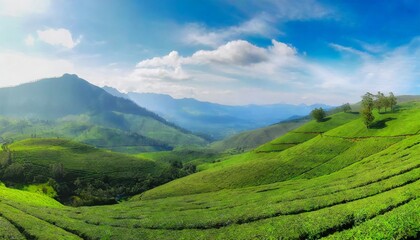 Fototapeta na wymiar tea plantations panorama munnar india