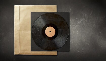 old vinyl cd record cover package envelope template mock up black scratched shabby paper cardboard square texture