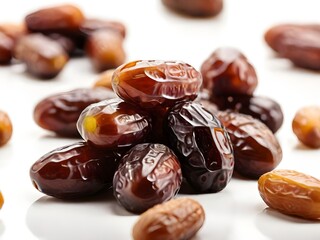photo close-up sweet dried dates on white background.