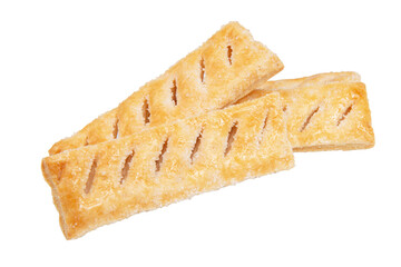 Puff pastry cookies fresh bakery shack isolated on the white background