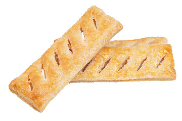 Puff pastry cookies fresh bakery shack isolated on the white background