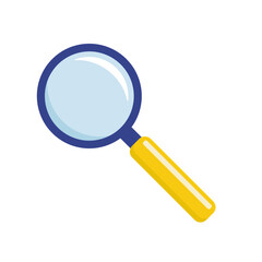 Magnifying glass icon in flat cartoon style. Isolated icon on white background. Vector illustration. 