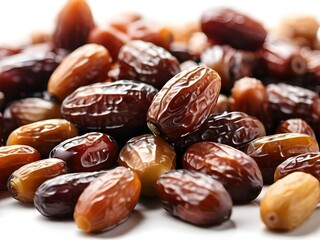 photo close-up sweet dried dates on white background.