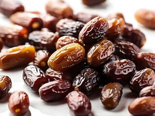 photo close-up sweet dried dates on white background.