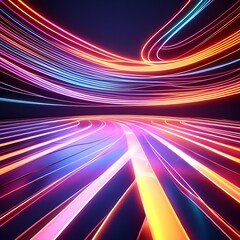 neon lines abstract background, Ai Generated