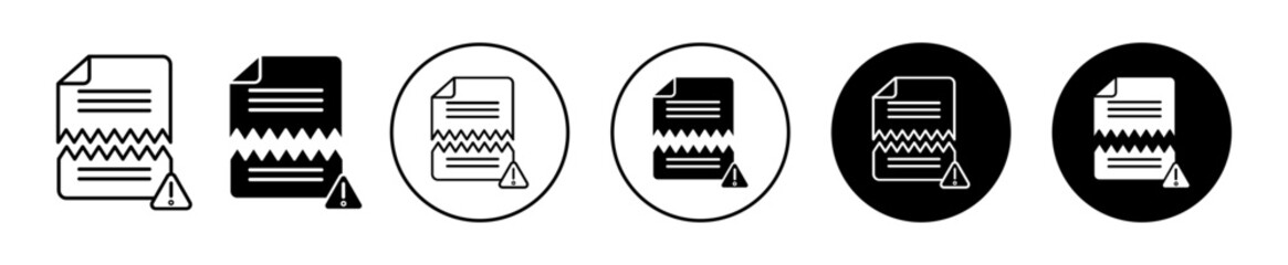 Corrupted file icon sign set in outline style graphics design