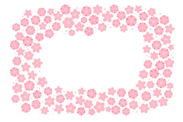 Spring flowers, blossoms, blooms, floral frame. Rectangular border with copy space on transparent background. Flat style vector illustration. Abstract geometric design. Concept seasonal banner