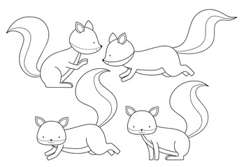 Naklejka premium Doodle of cute squirrel sketch. outline vector illustration.