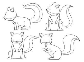 Doodle of cute squirrel sketch. outline vector illustration.
