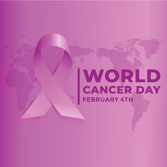 world cancer day pink realistic ribbon concept design