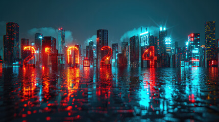 2024 digital neon lamp with city