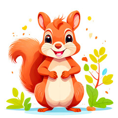cute cartoon squirrel kids book nursery room decoration cartoon on transparent background illustration