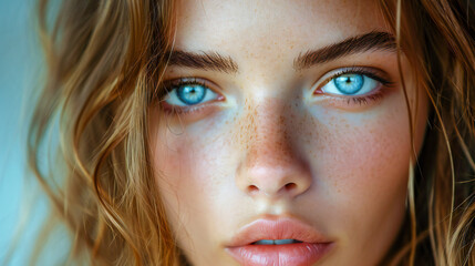 Closeup of a beautiful blue eyed girl