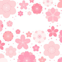 Spring flowers, blossoms, blooms, floral frame. Square border with copy space on transparent background. Flat style vector illustration. Abstract geometric design. Concept seasonal promotion, banner