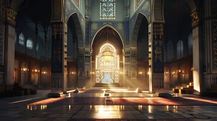 3d mosque ramadan background