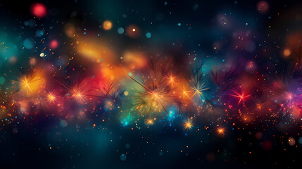 Beautiful creative holiday background with fireworks and sparkles