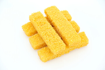 Fish fingers isolated on white background