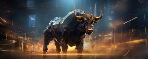 Finance bull market design. Bulls bussiness investment background. - obrazy, fototapety, plakaty