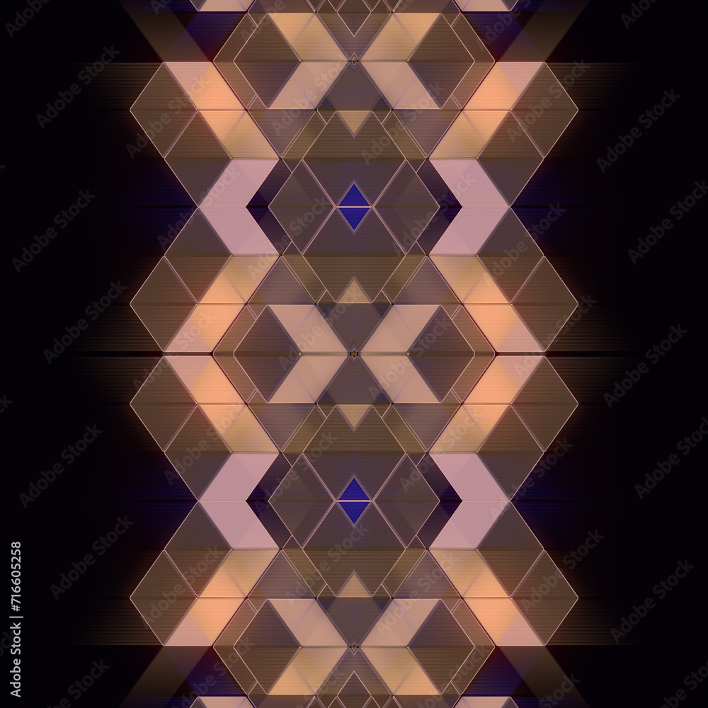 Poster Abstract symmetrical background composed of a series of geometric shapes. 3d rendering digital illustration
