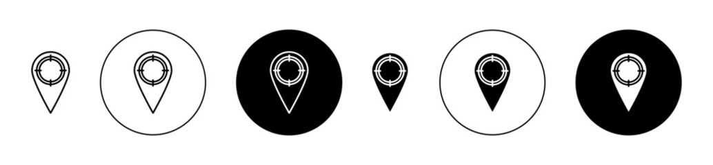 GPS Navigation Vector Illustration Set. Location tracker target focus sign in suitable for apps and websites UI design style.