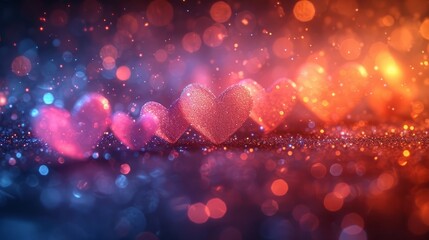 Blurry Bokeh Hearts Creative Background. Valentine's Day Wallpaper 