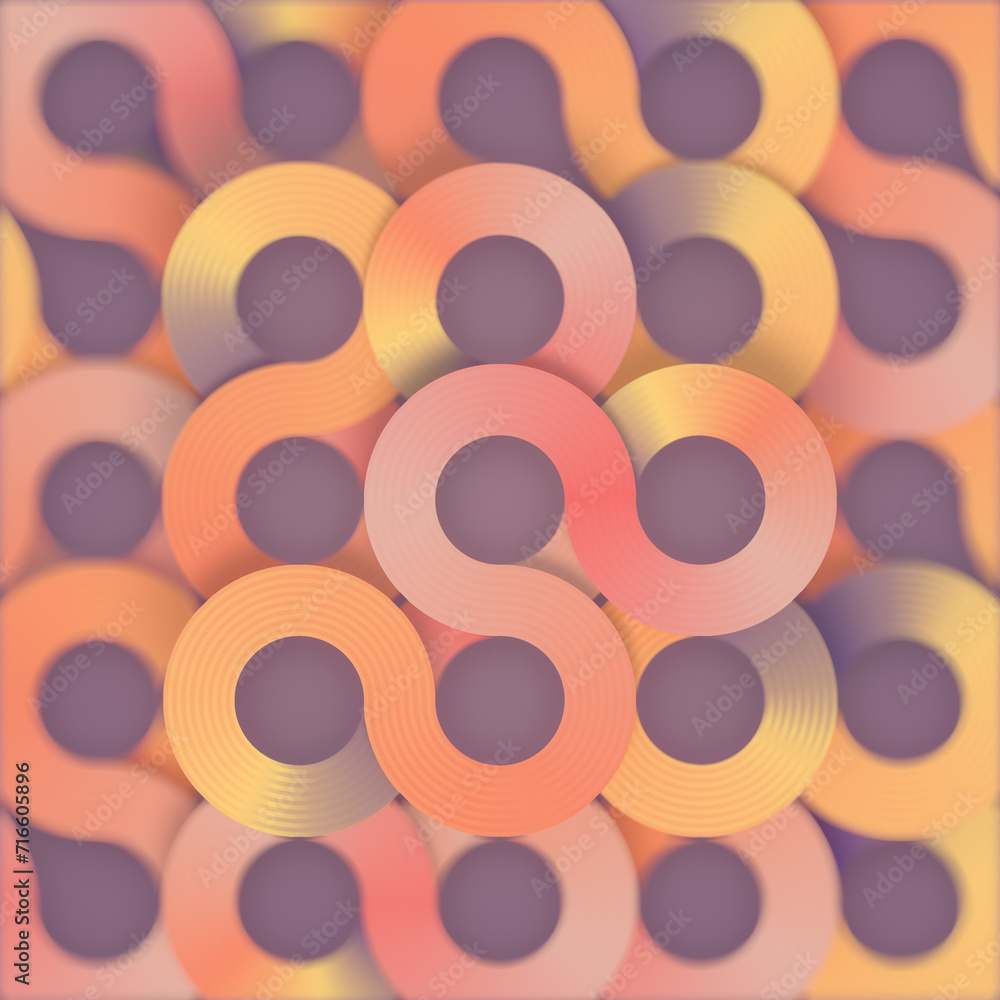 Aufkleber Colorful abstract 3d rendering digital illustration with a pattern of interlocking circles