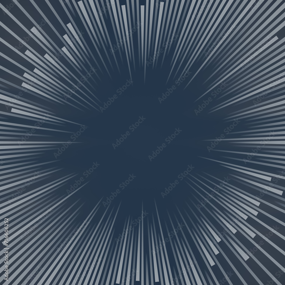 Poster 3d rendering digital illustration of a circular pattern of radially arranged white stripes on a blue