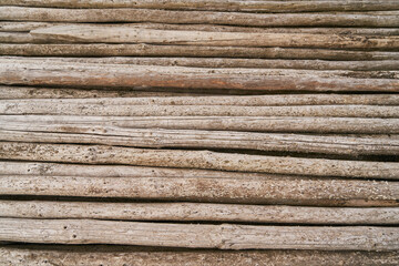 Round wood planks as wooden background texture